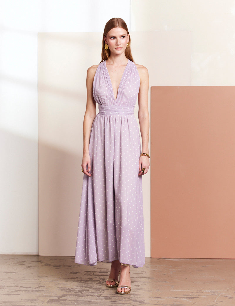 Robe lilas à pois Orlina
