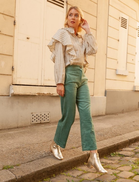 light blue velvet pants