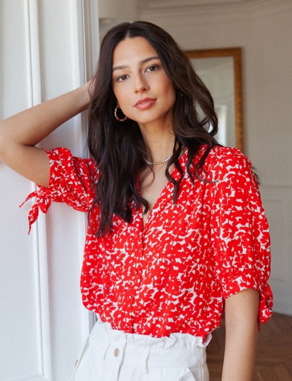 Red floral Claudio blouse