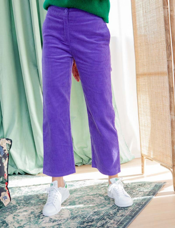Pantalon en velours côtelé violet Diego