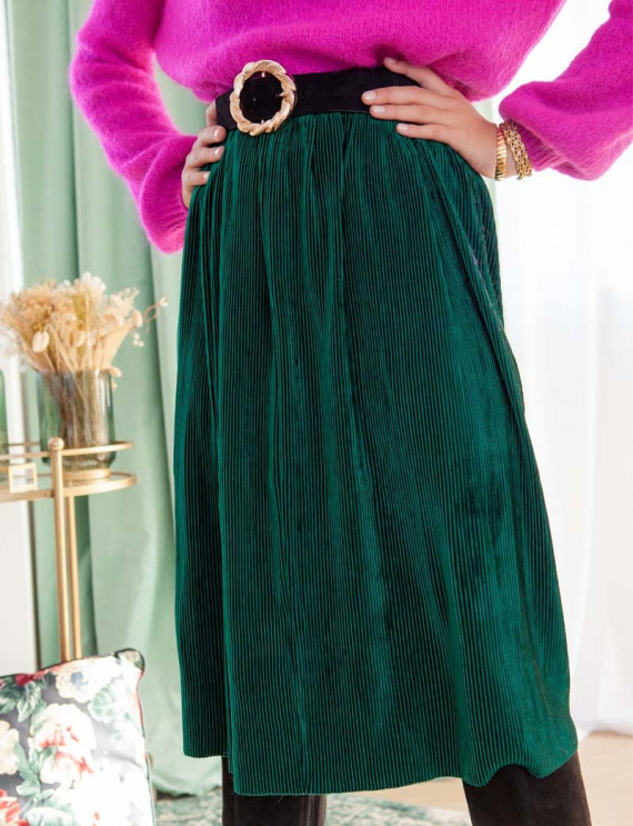 Green Lucila velvet skirt