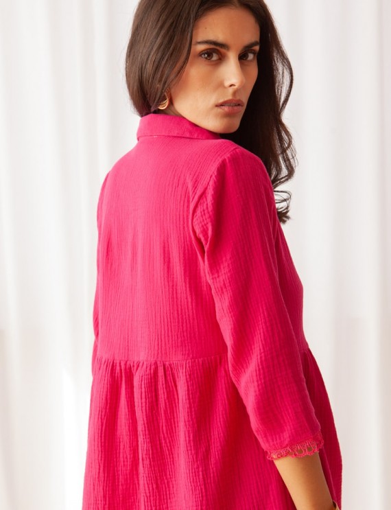 Robe fuchsia en gaze de coton Elise