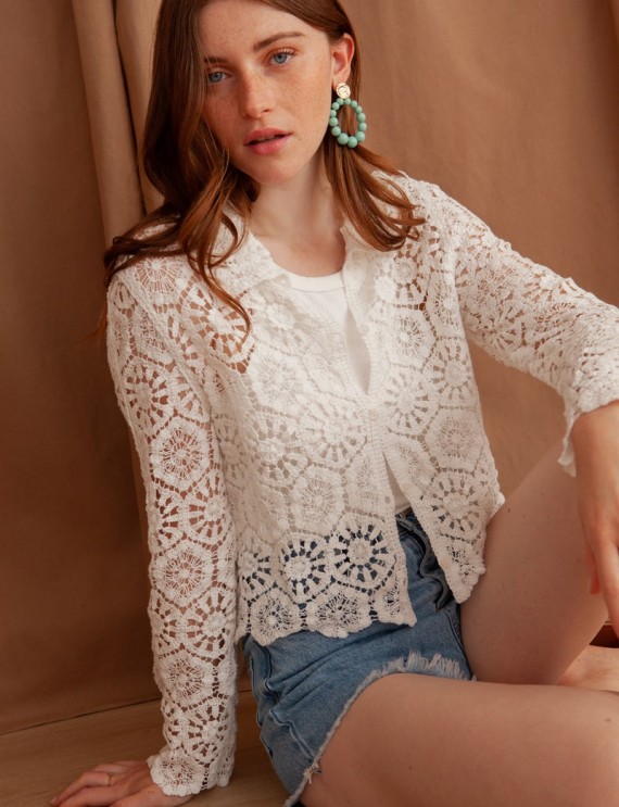 White Jaden crochet blouse