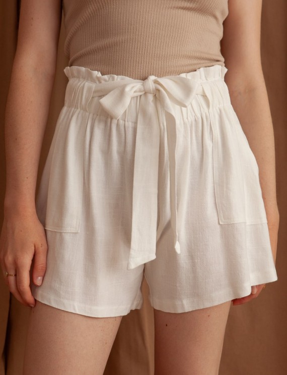 White Amado linen shorts