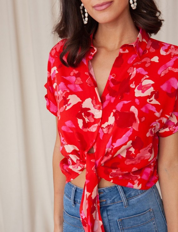 Red Elova printed blouse