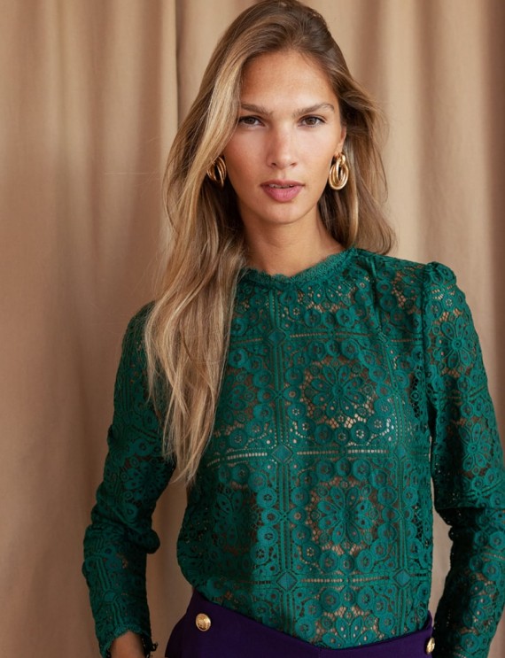 Green Victoria lace blouse