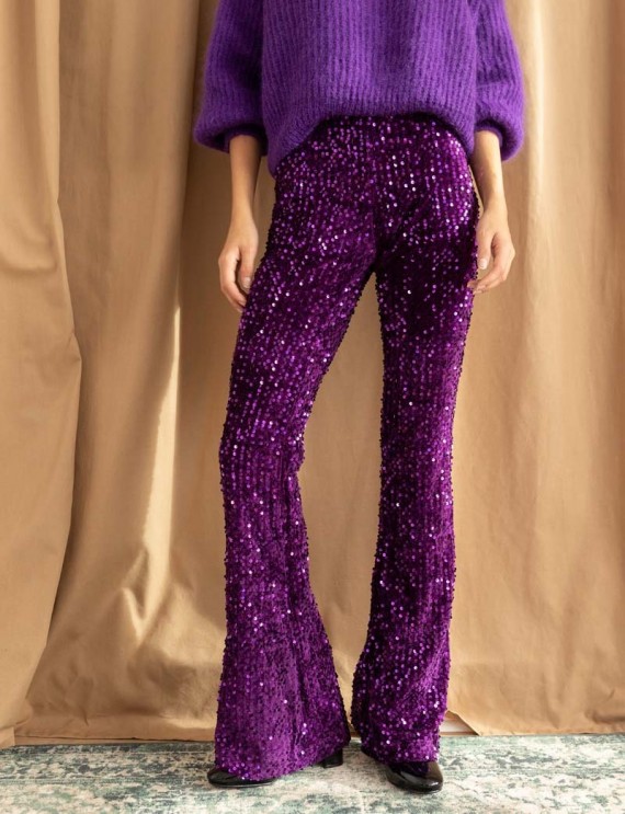 Pantalon à sequins violet...