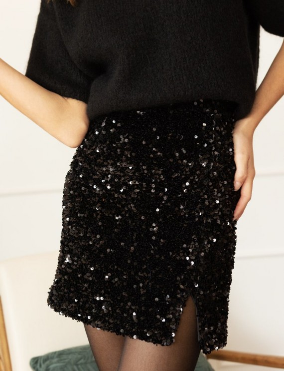 Black Nayeli sequined skirt