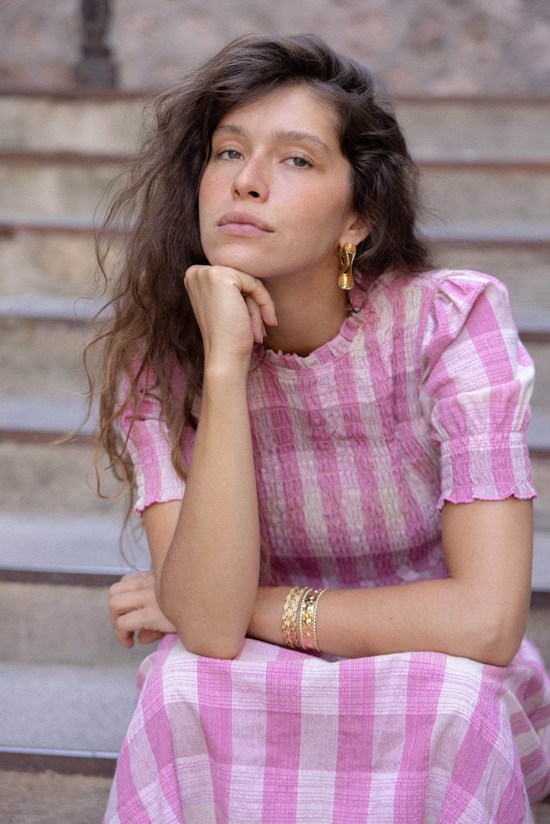 Paloma pink checkered top