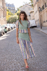 Jupe à rayures & fleurs Marisol