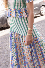 Jupe à rayures & fleurs Marisol