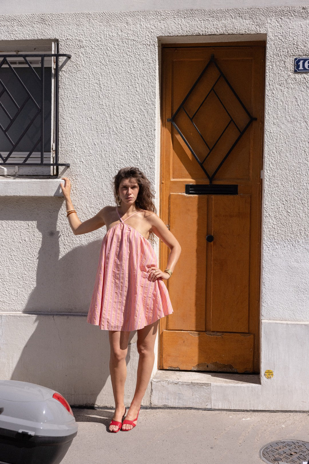 Marjo coral & lilac dress