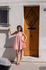 Marjo coral & lilac dress