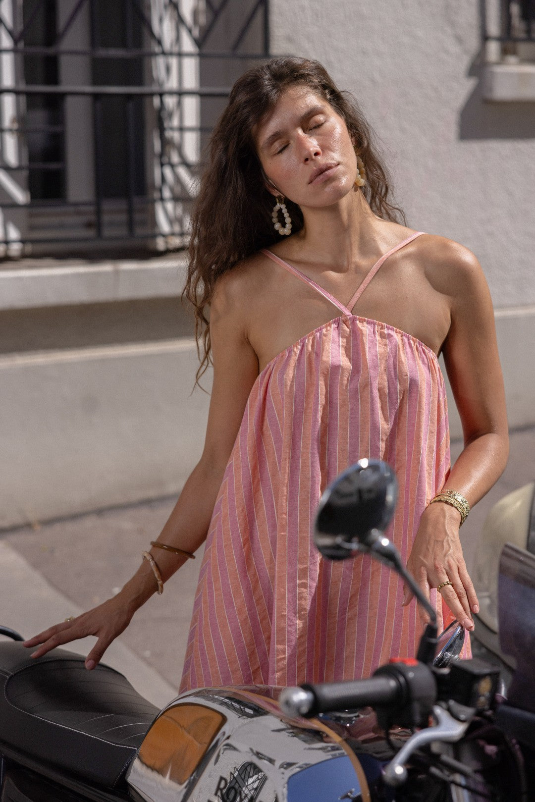 Marjo coral & lilac dress