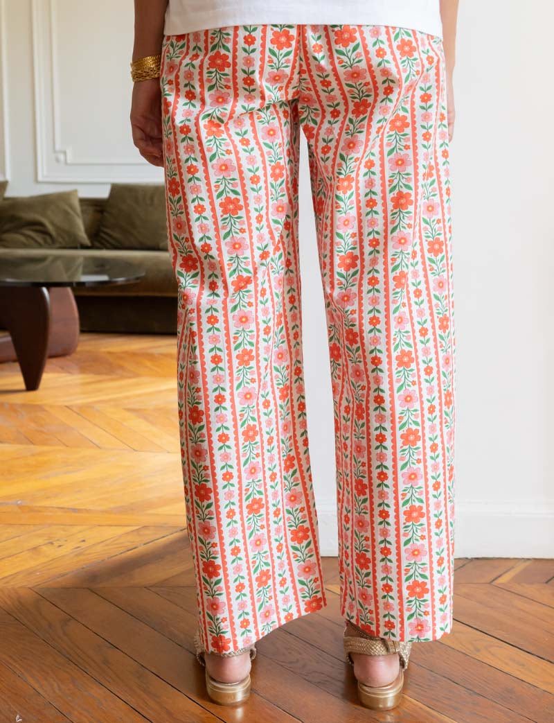 Pantalon rayé fleuri Niko