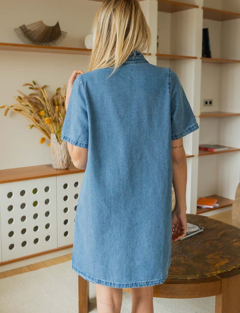 Embroidered denim dress Claris