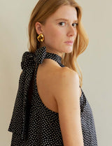 Robe noire à pois blancs Rosia