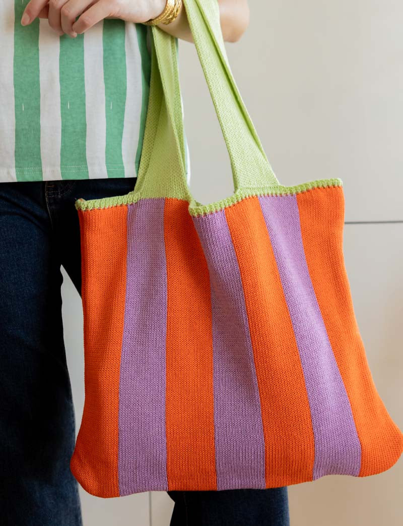 Lilac, orange & green bag