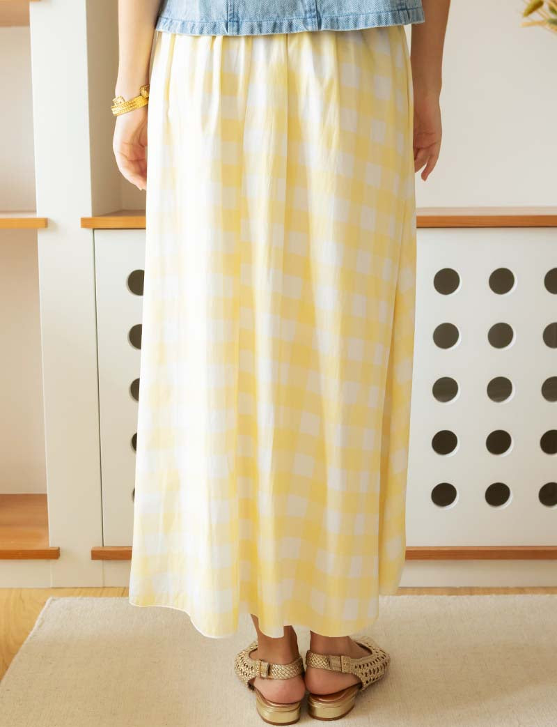 Jupe vichy jaune Yvelle