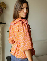 Blouse blush & camel Dafné