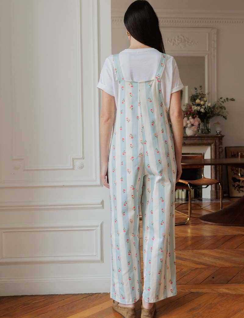 Salopette à rayures & fleurs Roey