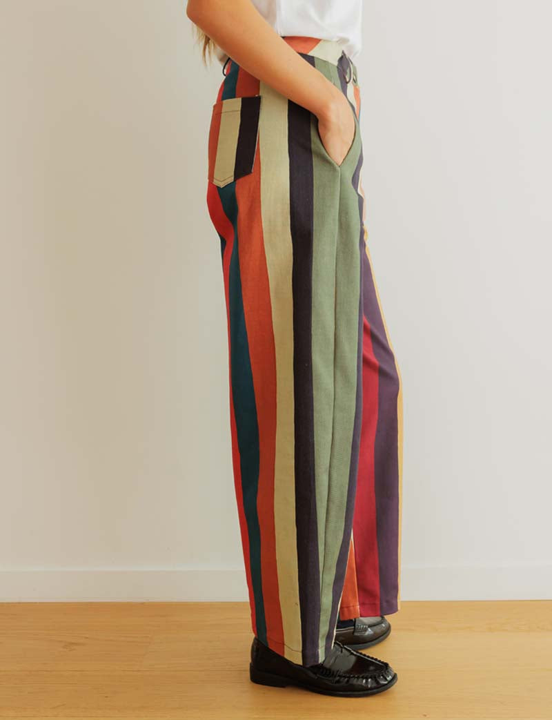 Jean à rayures multicolores Bary