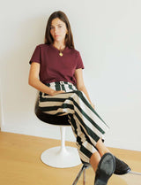 Aldo ecru & green striped jeans