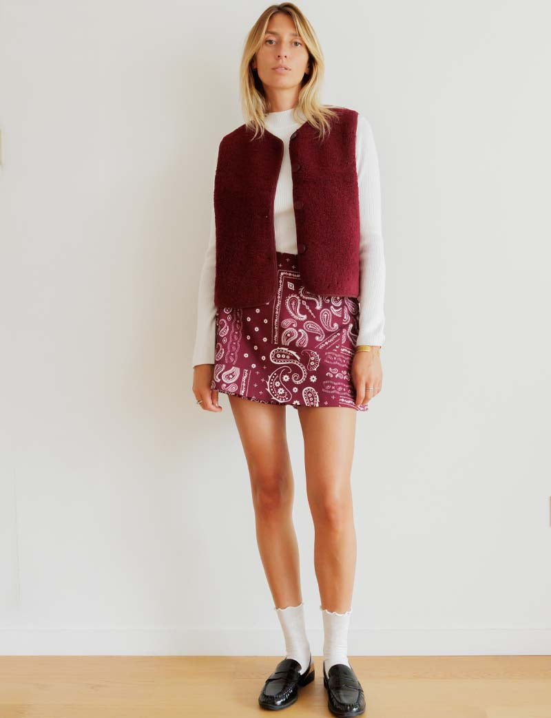 Jupe short bordeaux bandana Jara