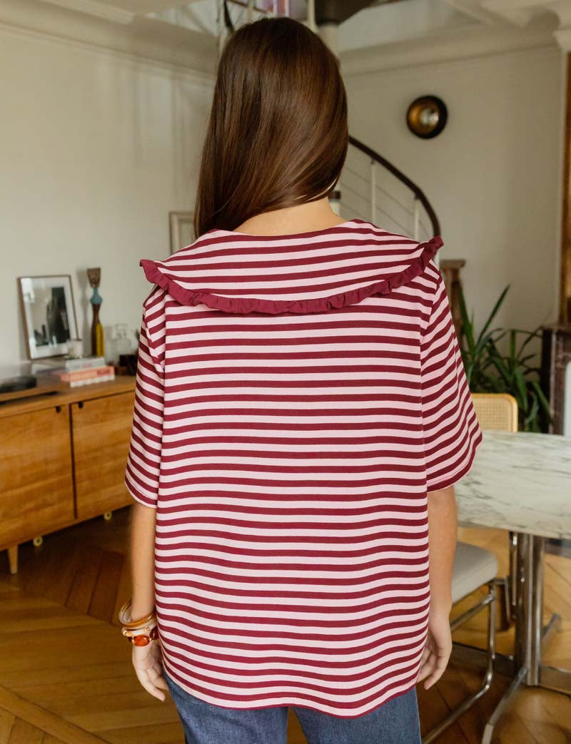 T-shirt rose & bordeaux Popi