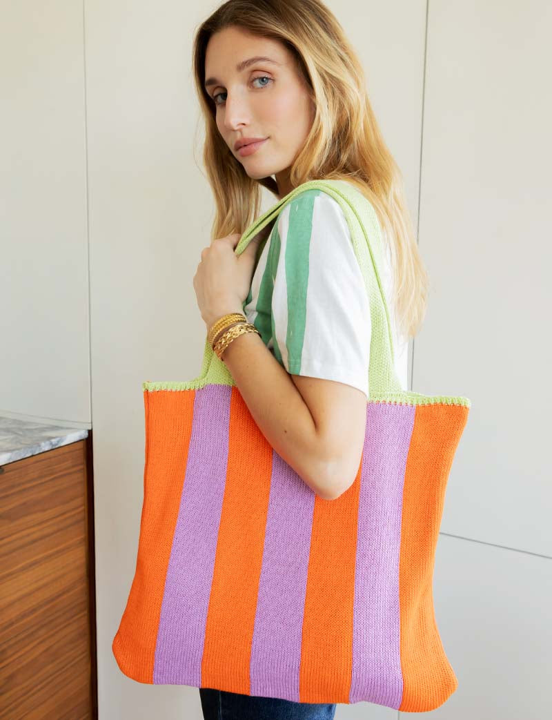 Lilac, orange & green bag