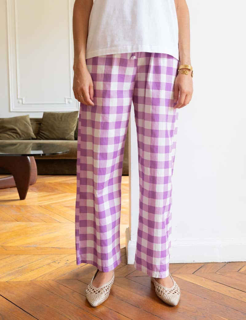 Pantalon vichy lilas Niko