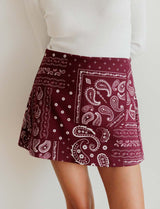 Jupe short bordeaux bandana Jara