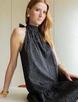Robe noire à pois blancs Rosia