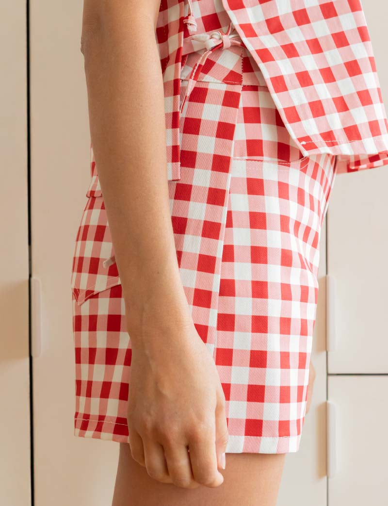 Short red Kevy vichy