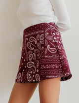 Jupe short bordeaux bandana Jara