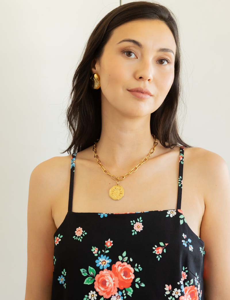 Black floral Tela robe