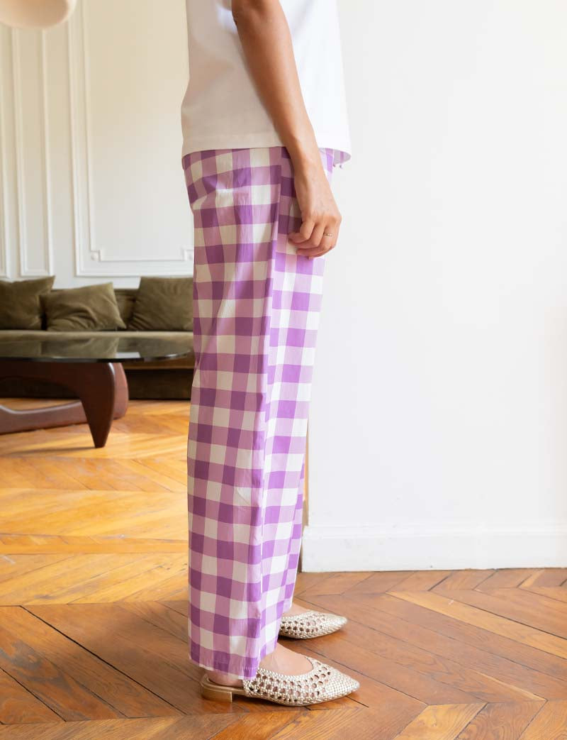 Pantalon vichy lilas Niko