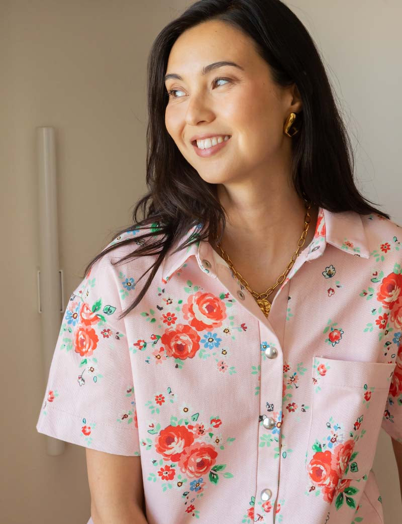 Combishort rose fleurie Laga
