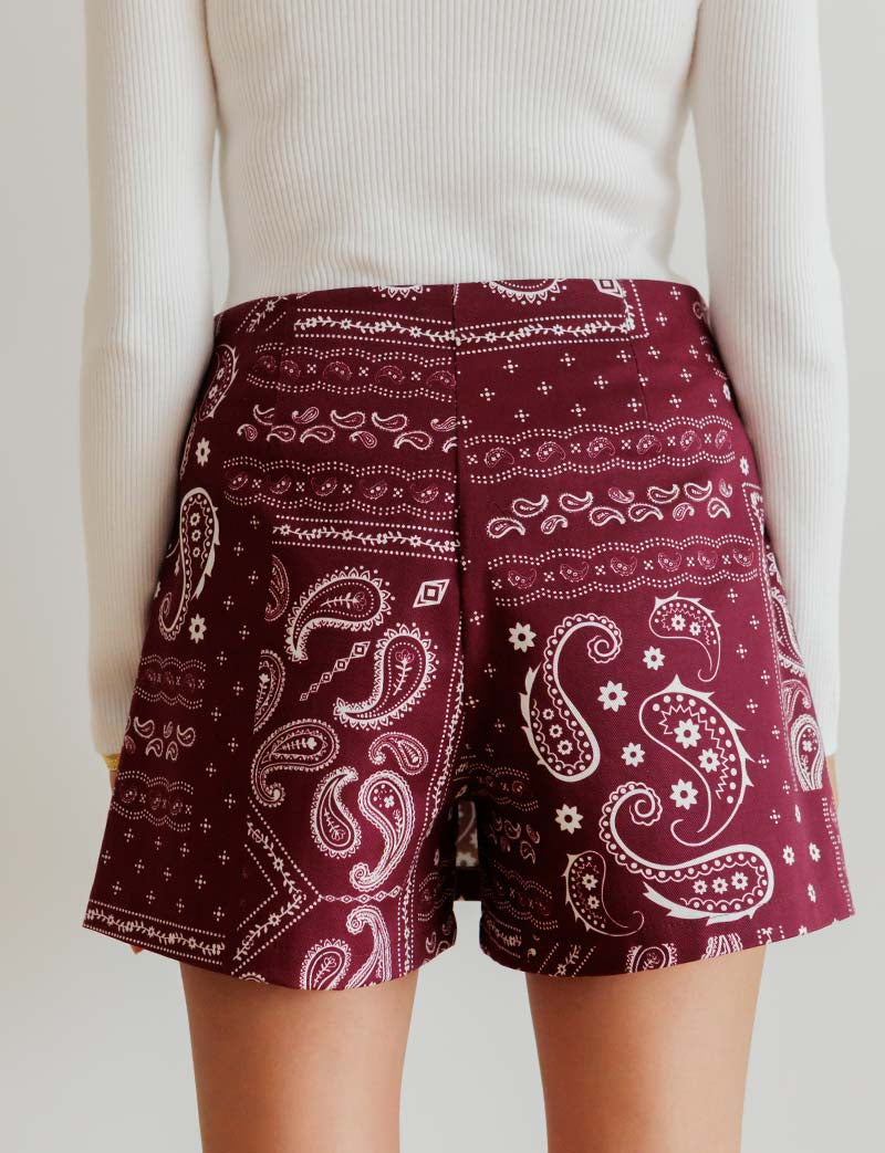 Jupe short bordeaux bandana Jara