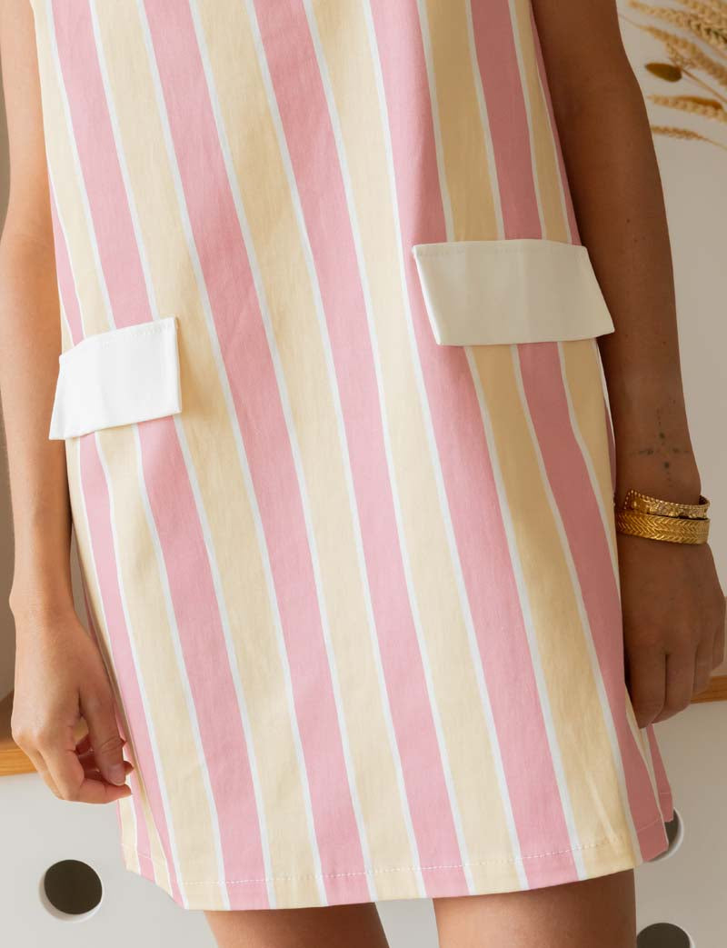 Pink and yellow striped dress Malo