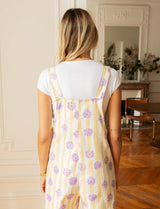 Yellow striped overalls with lilac flowers Joey