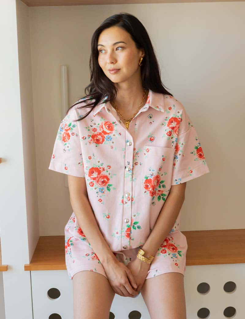 Combishort rose fleurie Laga