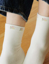 Chaussettes écrues & fleurs Niva