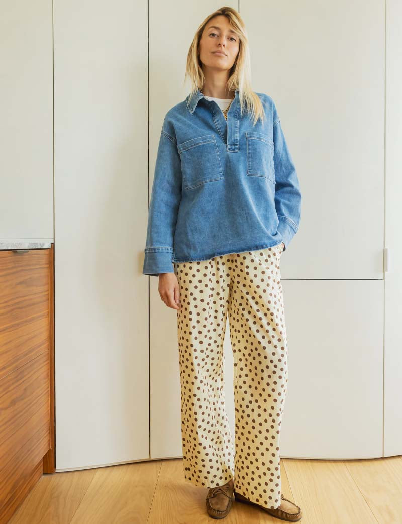 Pantalon jaune à pois choco Niko