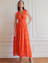 Robe orange fleurie Carmela