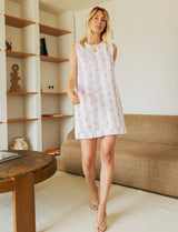 Robe à rayures lilas & fleurs Rini