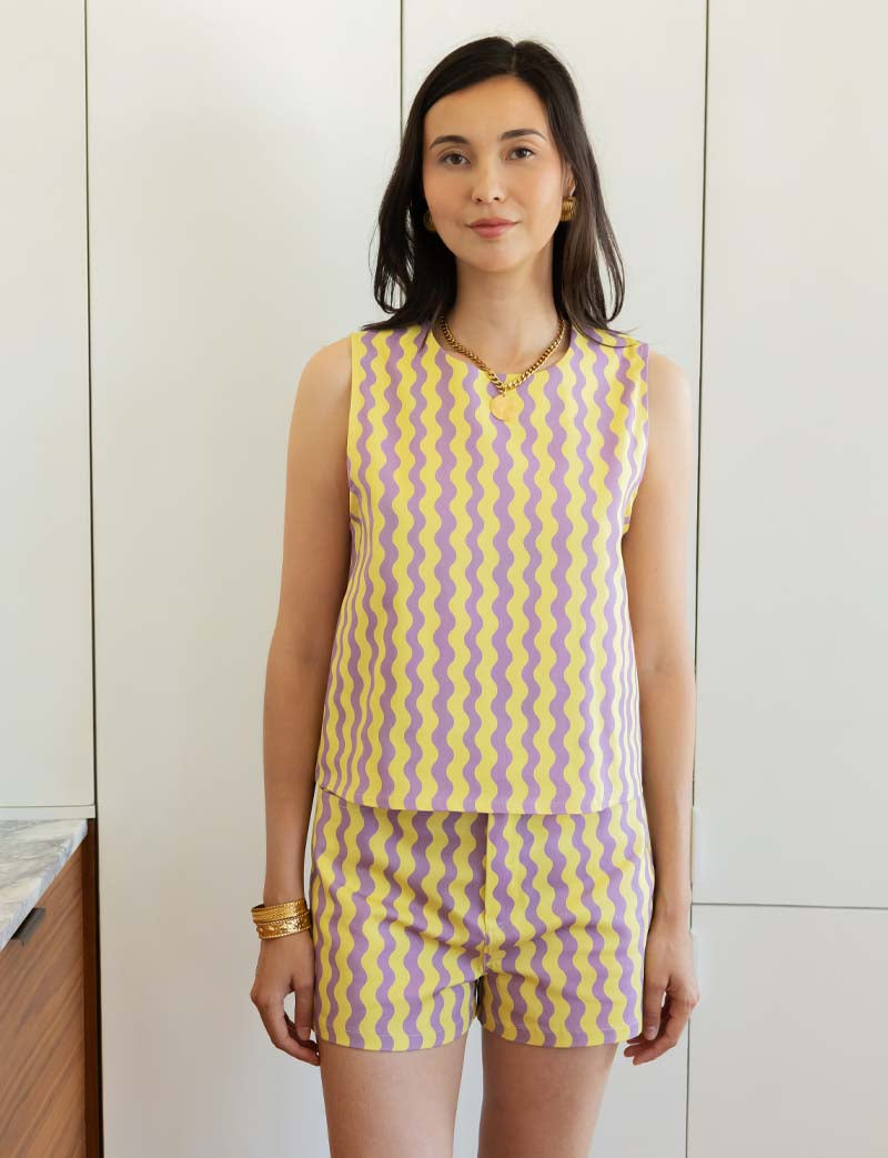 Yellow & lilac Kevy shorts