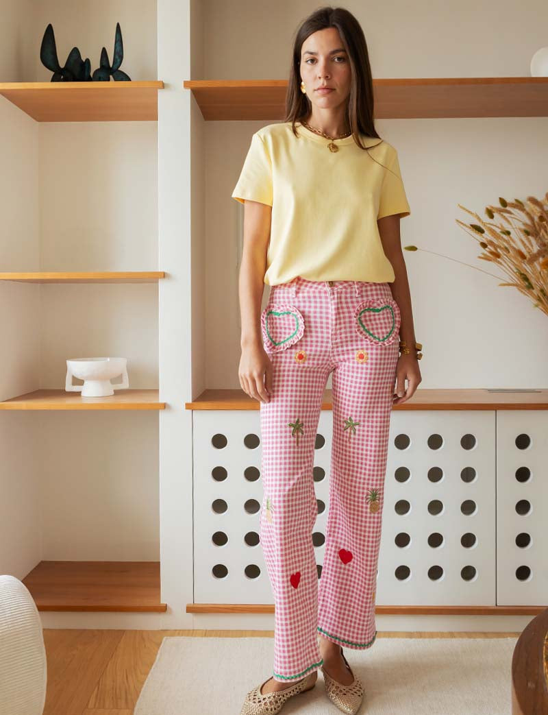 Pink Vichy Jeans Victor