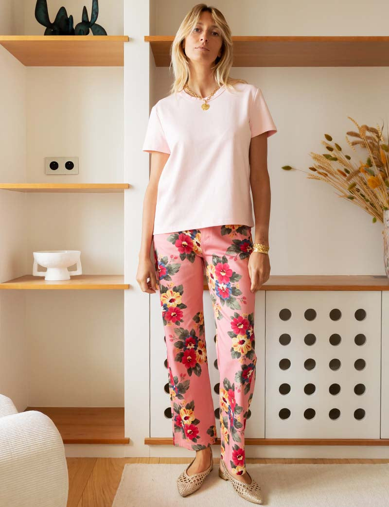 Floral Pink Jeans Jony