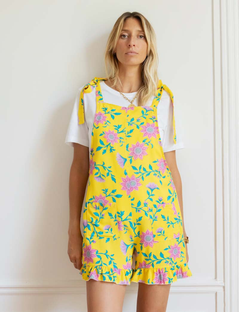 Salopette jaune fleurie Elba